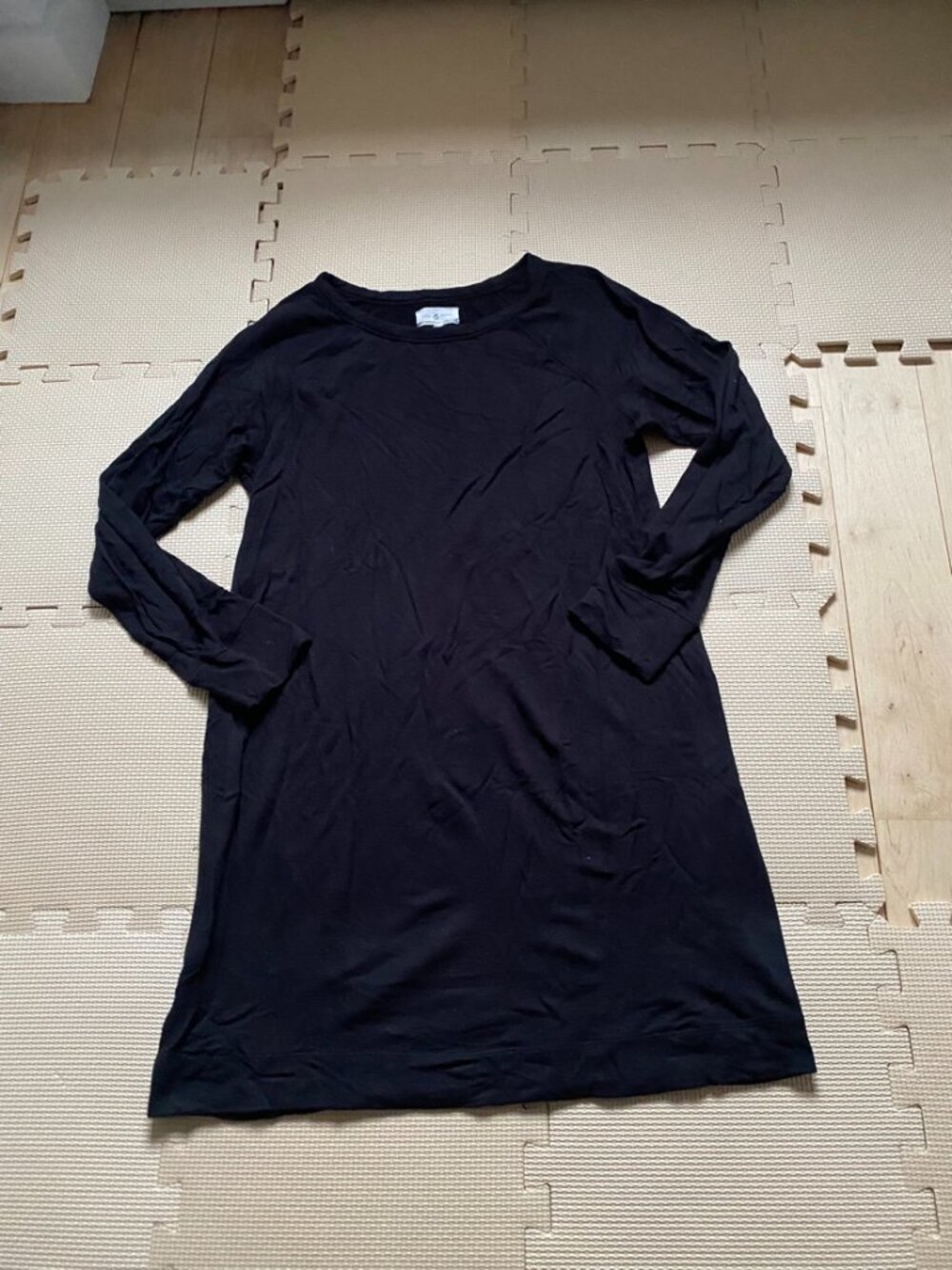 Lou & Grey Black Rayon Long Sleeve Swing Dress Size M